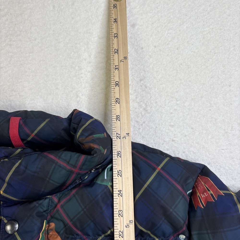 Polo Ralph Lauren Equestrian Horse AOP Puffer Jacket Down Filled Tartan Plaid L - Picture 15 of 16